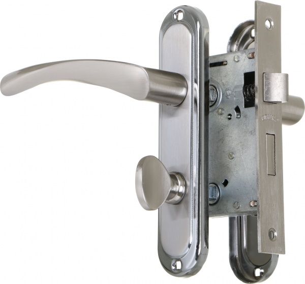 Замок врезной с ручками Bruno 1251 BRN WC 62 мм матовый никель