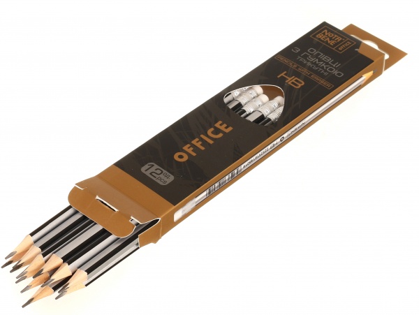 Набор карандашей чернографитных треугольные с резинокой 12 шт Nota Bene