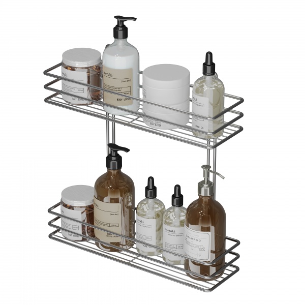 Полка для ванной 2-ярусная 35 см хром 