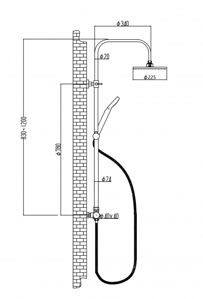 Смеситель для душа Mixxen VIVUS термостат. хром (c колонной) с/акс. MXBZ0650