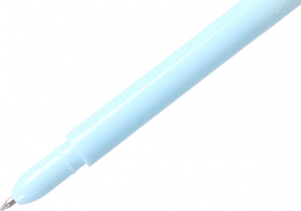 Ручка шариковая Пушистый помпон с жемчужинами голубая 