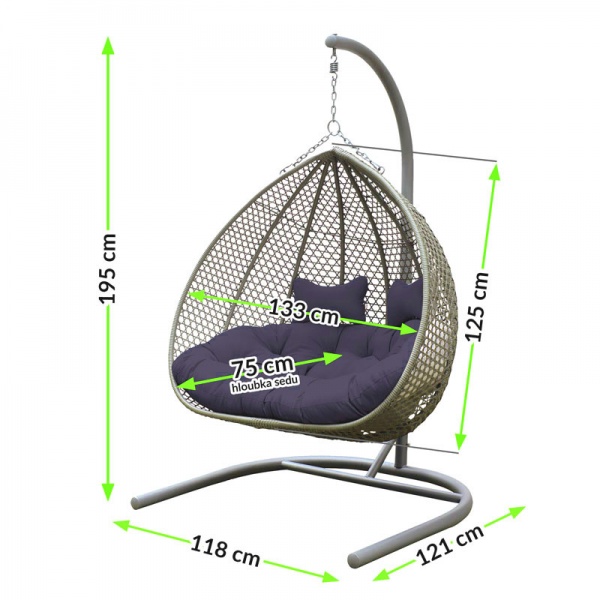 Кресло-кокон Grenada с подушкой 133х75х125 см бежевый