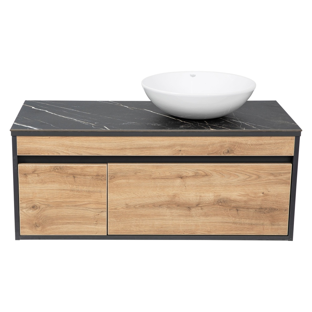 Тумба подвесная Aqua Rodos МАРСЕЛЬ Namibia Black 110 см с умывальником Zero 46 см