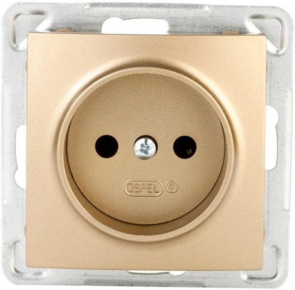 Розетка без заземления Ospel Impresja 16 А 250 В без шторок золотой