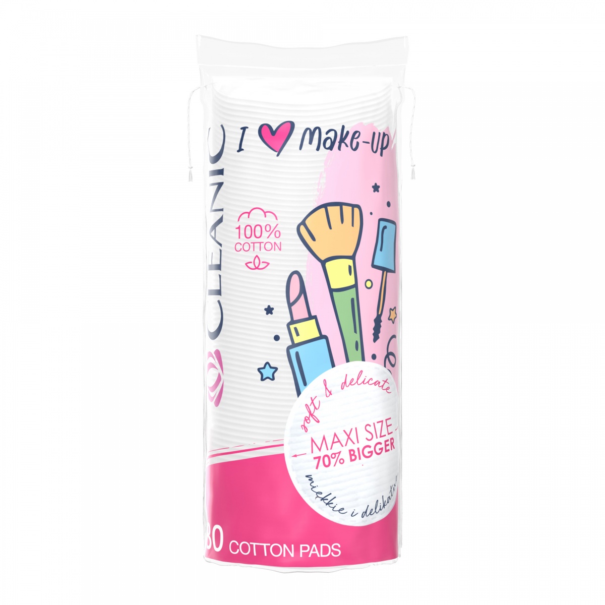 Ватные диски Cleanic I Love Make Up 80 шт. (мягкая) — фото 1