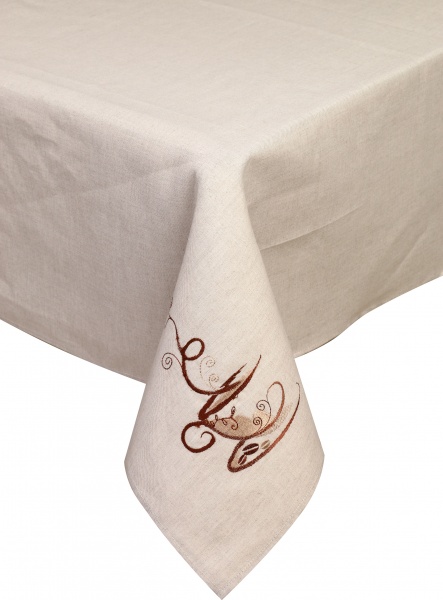 Скатерть Круглая Кофе 402-21/00 140x140 см белый с рисунком Эдельвика 