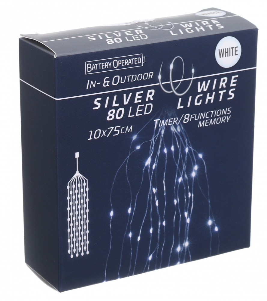 Гирлянда 80LED/на батарейк/с таймером/белый свет (AX9730610)