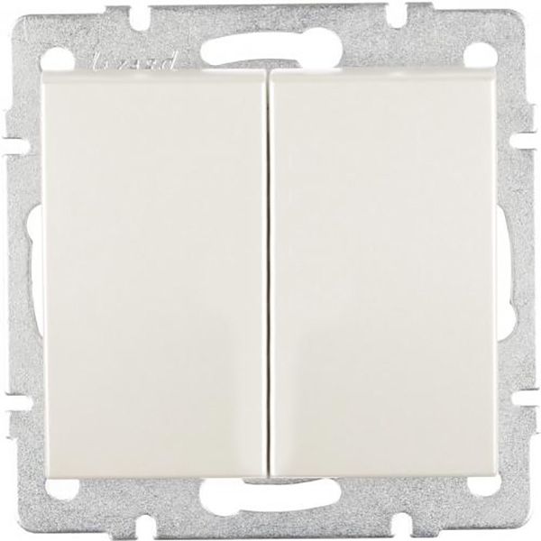 Выключатель двухклавишный Lezard Rain без подсветки 250В жемчужно-белый 703-3088-101