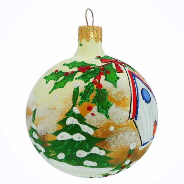 Шар новогодний d80 мм K-1420-12-80 Тигр разноцветный