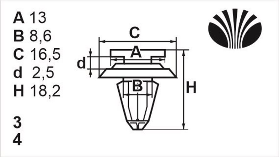Клипса нажимная внутренняя (обшивка, обшивка дверей) Romix (A175049)
