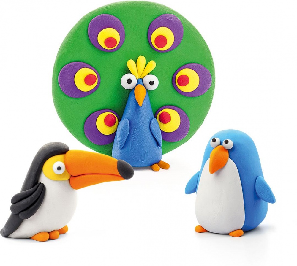 Набір пластиліну Lipaka Птахи Пінгвін павич тукан 60026-UA01