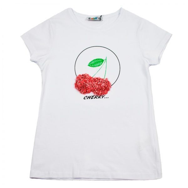Футболка для дівчинки ALG з вишнями 720476 р.152 білий 