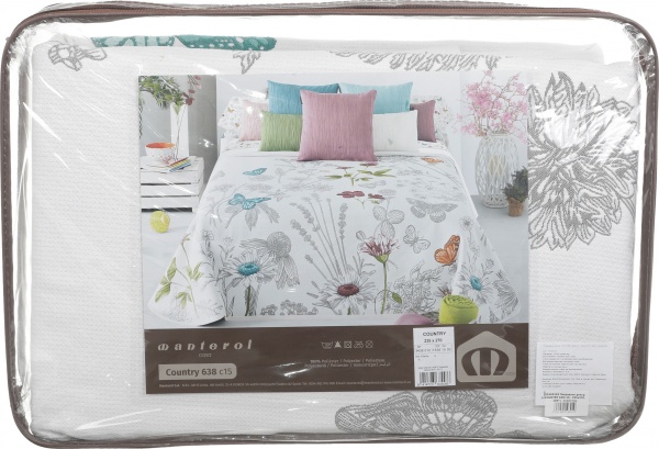 Покрывало COUNTRY 638/15 235x270 см Manterol белый с серым 