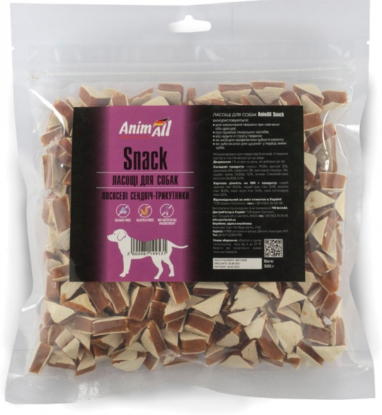 Ласощі AnimAll Snack лососеві сендвіч-трикутники 500 г