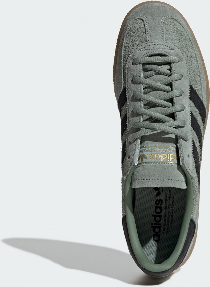 Кроссовки мужские Adidas HANDBALL SPEZIAL SILGRN/CBLACK/GUM4 IH6507 р.43 1/3 зеленые