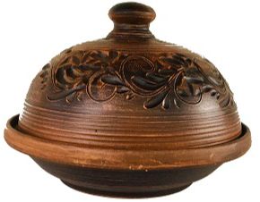 Блюдо для млинців декороване з кришкою 2 л Український гончарний посуд 