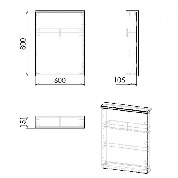Зеркальный шкаф Imprese Bilovec 60x80см M6006W белый
