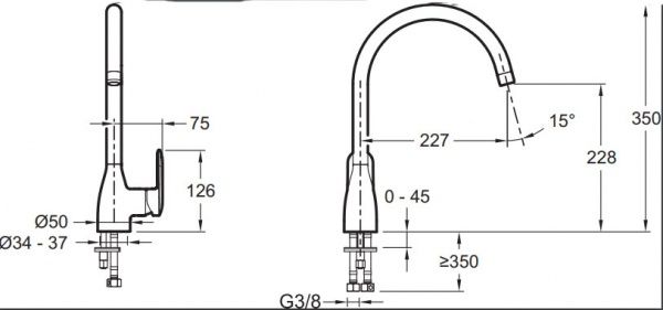 Змішувач для кухні Jacob Delafon Kumin Е99477-СР