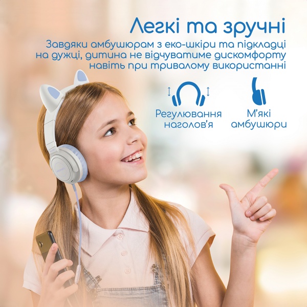 Навушники Promate Panda white/purple (panda.lilac) 