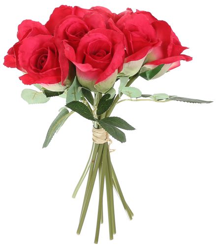 Рослина штучна Букет троянд 30 см червоний 9