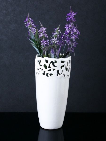 Ваза керамическая белая Ажур 24 см