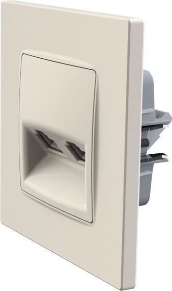 Розетка компьютерная двойная Plank Electrotechnic Classic/Nordic слоновая кость PLK0741131