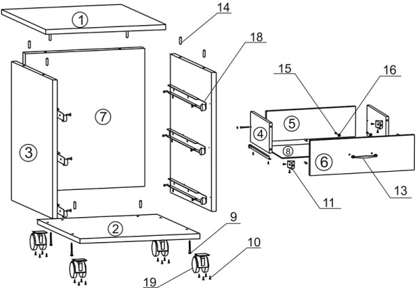 Тумба приліжкова Компаніт пересувна МП-3 дуб сонома 