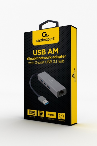 Адаптер Cablexpert A-AMU3-LAN-01 с USB-A на Gigabit Ethernet