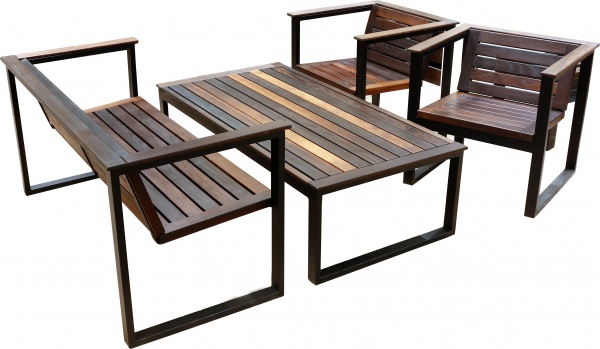 Комплект дерев'яних меблів з термо-модифікованої деревини коричневий 