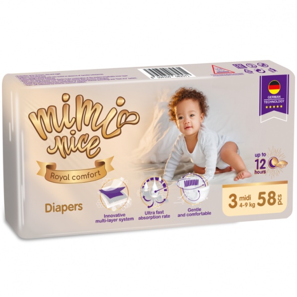 Підгузки Mimi Nice Royal comfort 3 midi 4-9 кг 58 шт.