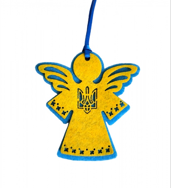 Декор Аплі-Краплі патріотичний підвіс з фетру Янгол 2 мм 8х7,5 см