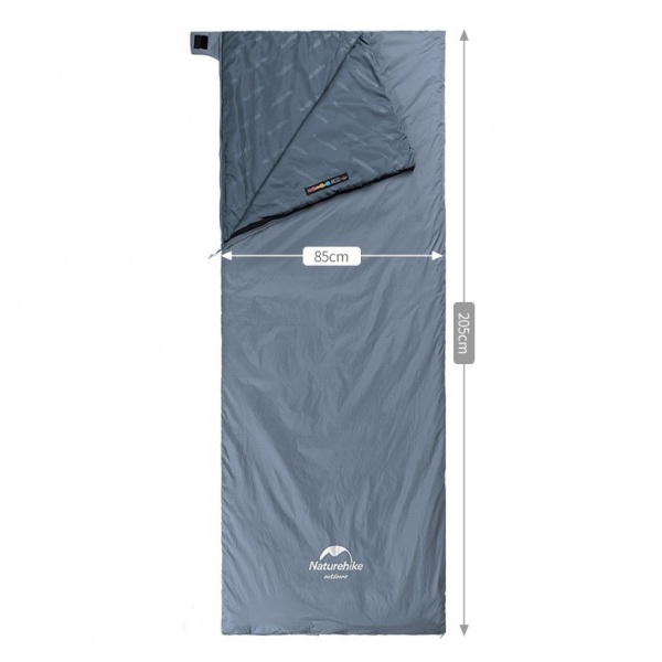 Спальний мішок Naturehike надлегкий Ultralight LW180 NH21MSD09, (15°C), p-p L, сіро-синій
