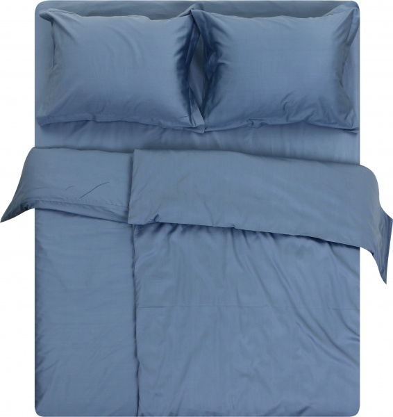 Комплект постельного белья Сатин Люкс семейный серо-голубой Homeline 