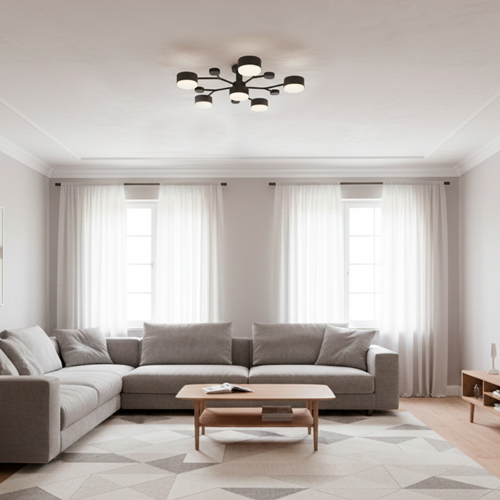 Люстра стельова Eurolamp Iron Glow 6xGX70 чорний LED-LR-6хGX70(black)