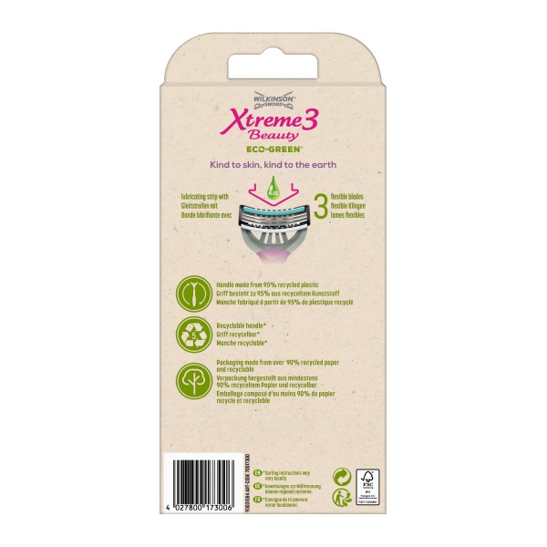 Станки одноразовые WILKINSON SWORD Xtreme3 Beauty Eco Green 4 шт. 4 шт.