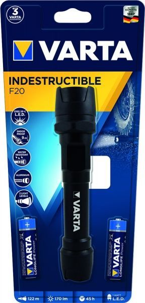 Фонарик Varta 18701101421 1W LED Indestructible Light 2AA черный