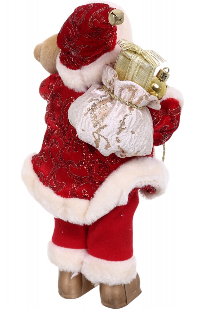 Декорація новорічна Санта Сіро-Червоний з тедді 30 см