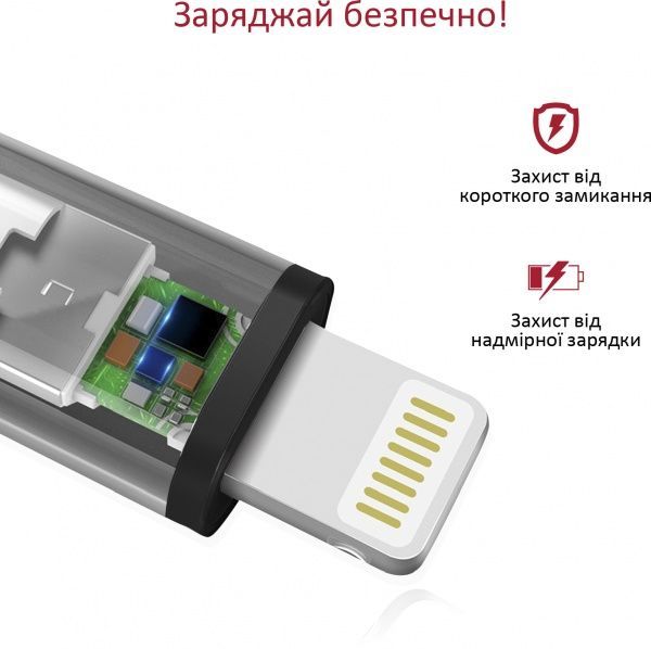 Кабель Promate PowerBeam-25i USB-Lightning 2.4А 0,25 м черный (powerbeam-25i.black) 