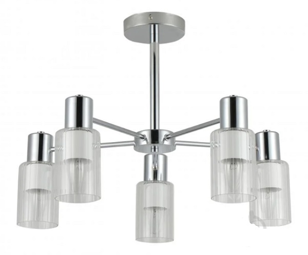 Люстра Miorro Impero метал/стекло 5x40 Вт E14 хром/белый 51-311-061