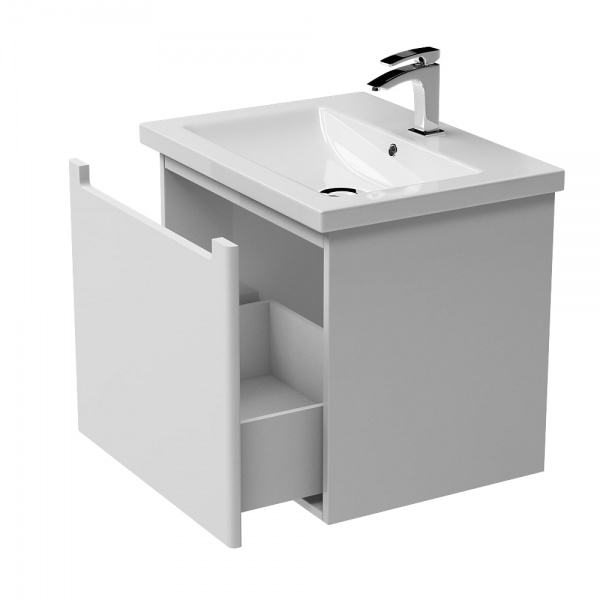 Тумба подвесная Aquarius Verona белый с умывальником Комо 50