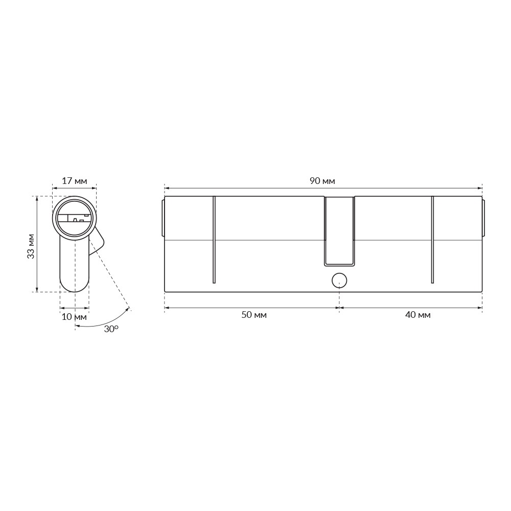 Цилиндр Buonelle 50x40 ключ-ключ 90 мм матовый хром B10CC5040SCX6