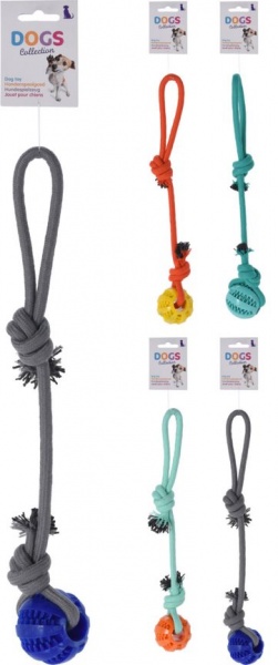 Игрушка для собак Мяч на веревке 45 см в ассортименте