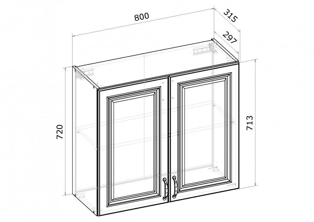 Шафа верхня В 80/72/31,5 МС Глорія_ASHEN /фасад МДФ №332 попелястий матовий/дуб артізан Грейд
