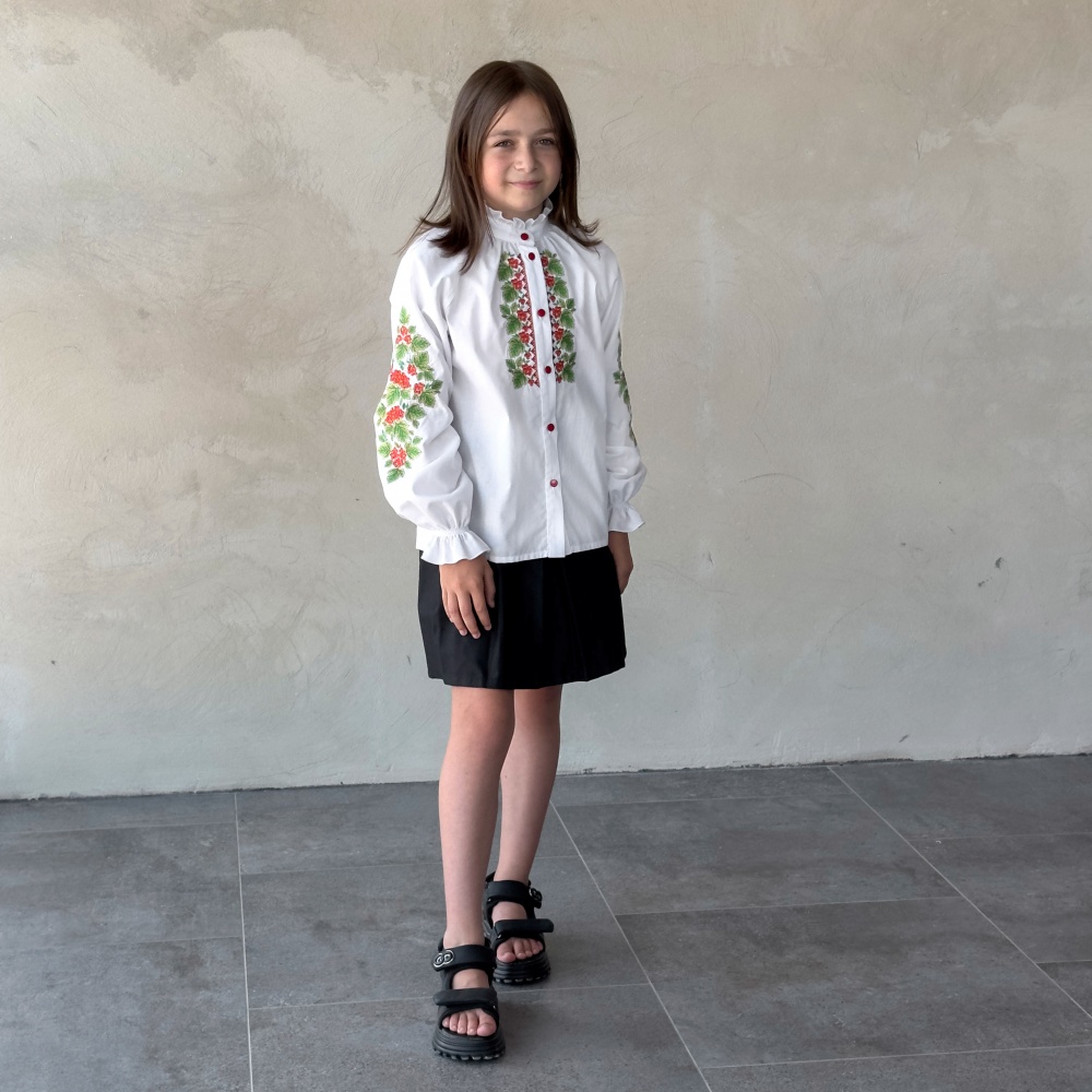 Вышиванка для девочек Эдельвика Калина р.122 белый 262-25/09