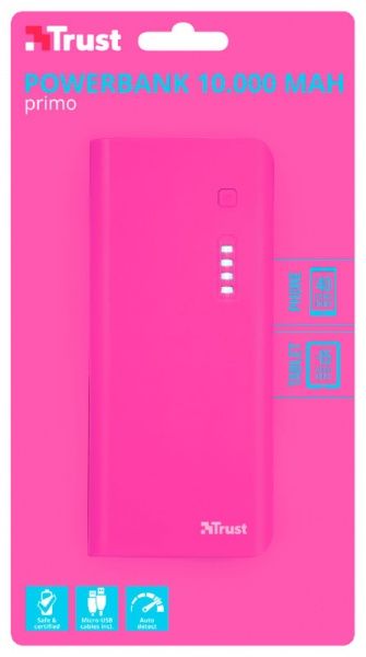 Внешний аккумулятор (Powerbank) Trust PRIMO POWERBANK SUM-PINK 10000 mAh pink (22749) 