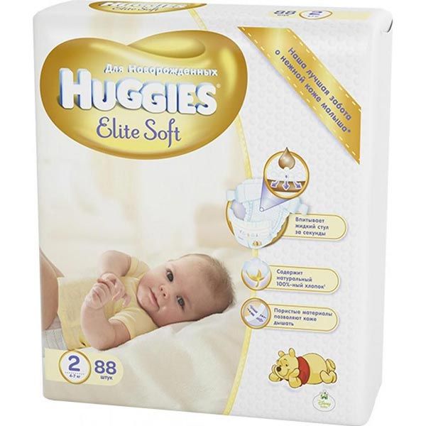 Підгузники Huggies Elite Soft 2 Mega 4-7 кг 88 шт