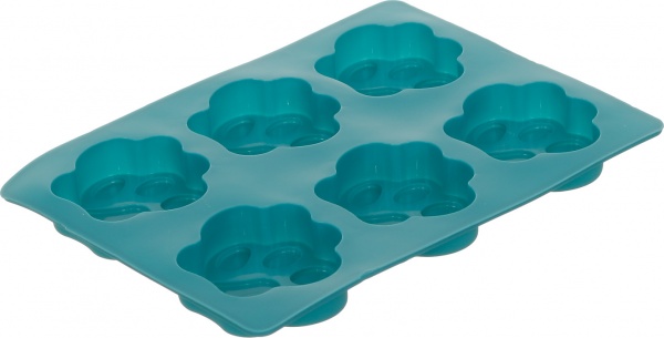 Форма для кексов Magic Ring Лапки, 18.5х14х1.7 см 6 шт бирюза Flamberg Smart Kitchen