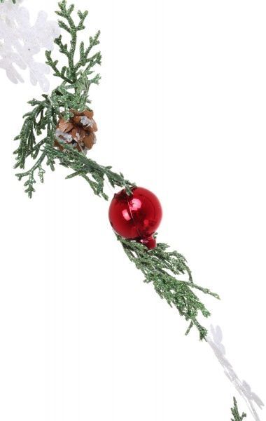 Декорация новогодняя Гирлянда хвойная с шишками заснеженная 110 см EPI-C615X5628 