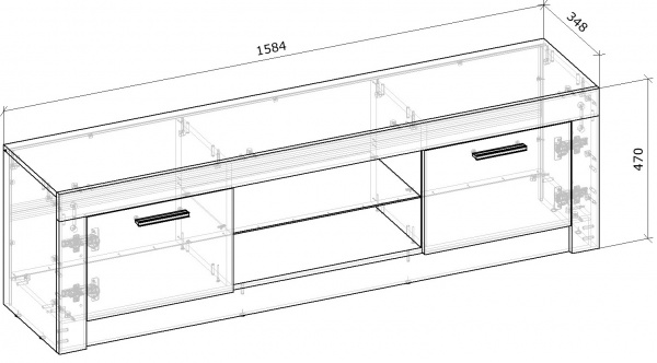 Тумба под ТВ Грейд Марлин 1584х470х348 мм белый альба / дуб артизан 