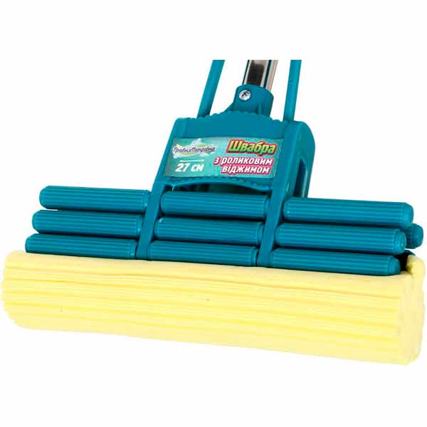Швабра с губкой-валиком для пола Гривня Петрівна с роликовым отжимом Trio 27 см 